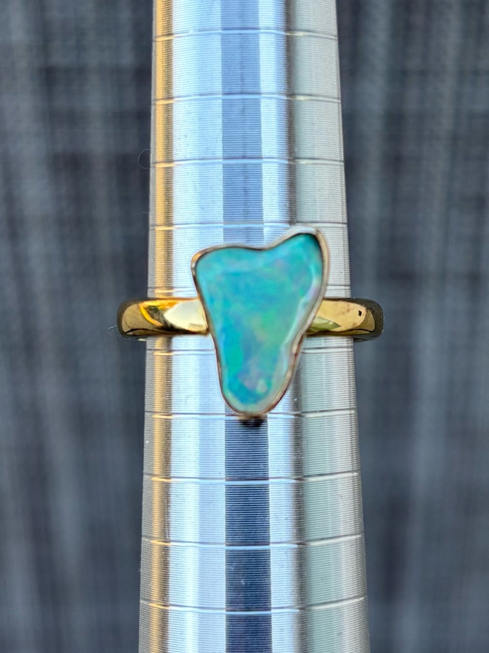Gold plated Ethiopian Opal Ring- Size 7.75